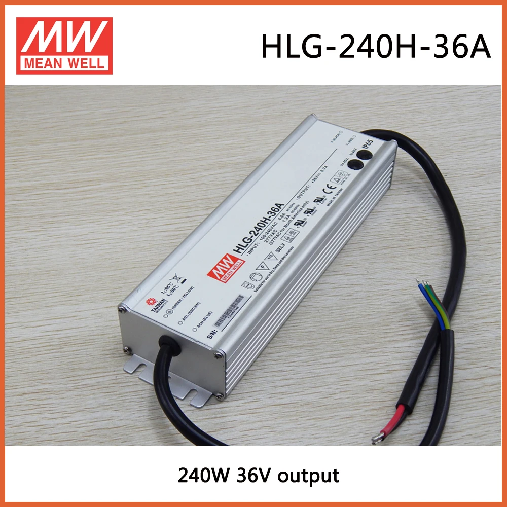 HLG-240H-36A  Mean well  240W 36V6.7A  240W Single Output Switching  waterproof  Power Supply street light PFC