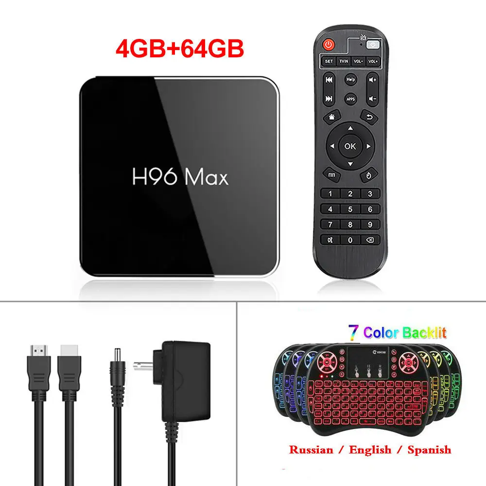 4 ГБ ОЗУ 64 Гб ПЗУ Android 9,0 ТВ приставка H96 MAX X2 Amlogic S905X2 Smart 4K медиаплеер 2,4G и 5G Wifi H96MAX телеприставка 2G16G - Цвет: 4G64G Backlit i8