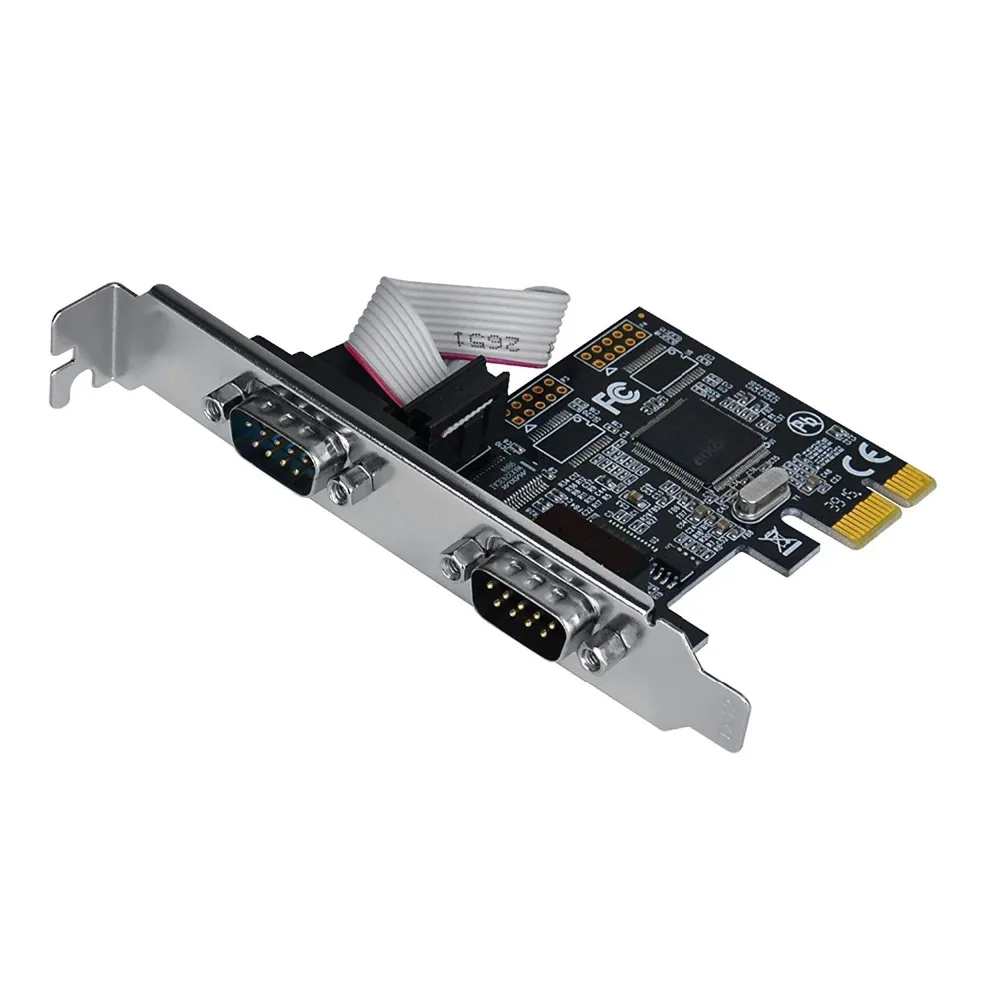 Высококачественный чип PCI E Express Dual Serial DB9 RS232 2 порта адаптер контроллера 16C550 UART с