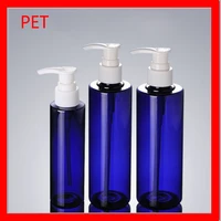 100200250ml pet blue plastic bottle w white press lotion pump shampoo cosmetics container empty foam soap refillable bottles