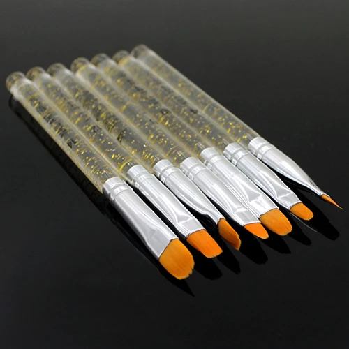 Новый золотого серебряного цвета 7 шт. кисти для УФ геля ручка Нейл арт рисования