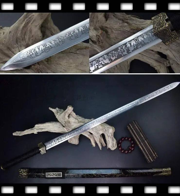 Высококачественный Китайский Меч Хань Цзянь 4 сторонний из углеродистой стали