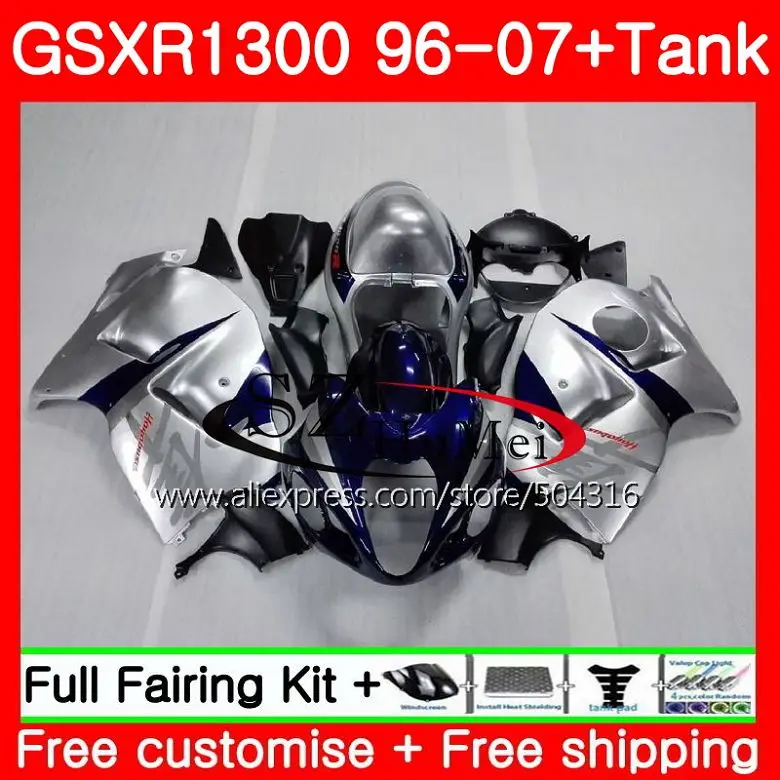 

Обтекатели для SUZUKI Hayabusa GSXR1300 96 07 синие Серебристые GSXR 1300 96 97 98 99 00 01 42SH2 GSX R1300 1996 1997 1998 1999 2001