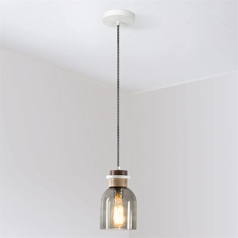 Edison Loft Style Industrial Vintage LED Pendant Light Fixtures Wood Glass Single Hanging Lamp Retro Home Lighting Droplight | Освещение