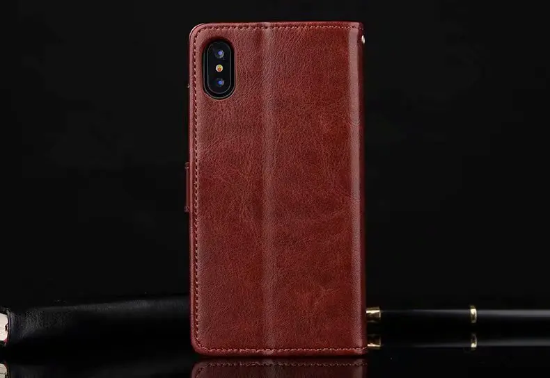 Люксовый кожаный чехол на магнитной застежке с Отделом портмоне для iPhone XS