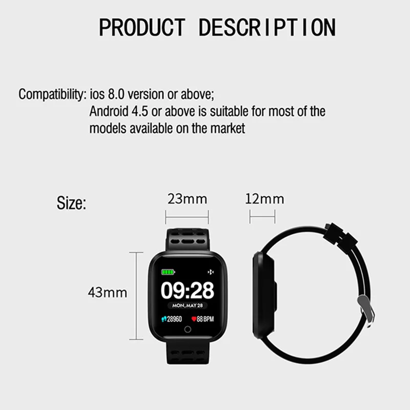 Умный Фитнес браслет часы для плавания водонепроницаемые артериальное давление