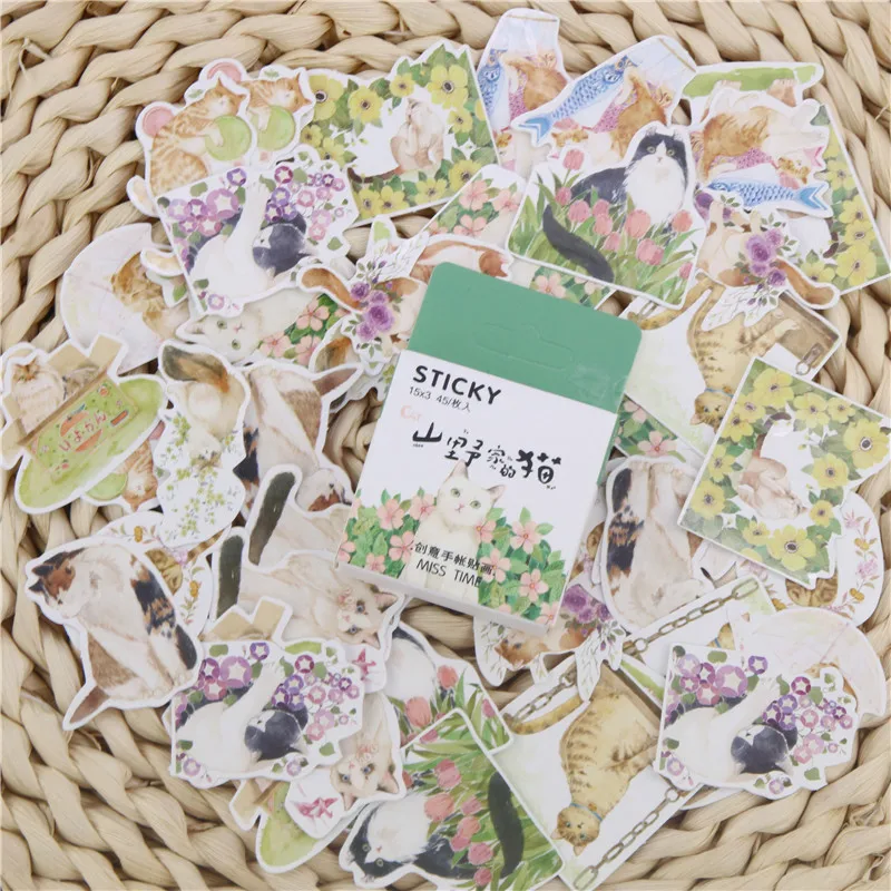 45 шт./кор. канцелярские наклейки оперение DIY Планета липкий Бумага Kawaii Луна растения наклейки для украшения дневник в стиле Скрапбукинг