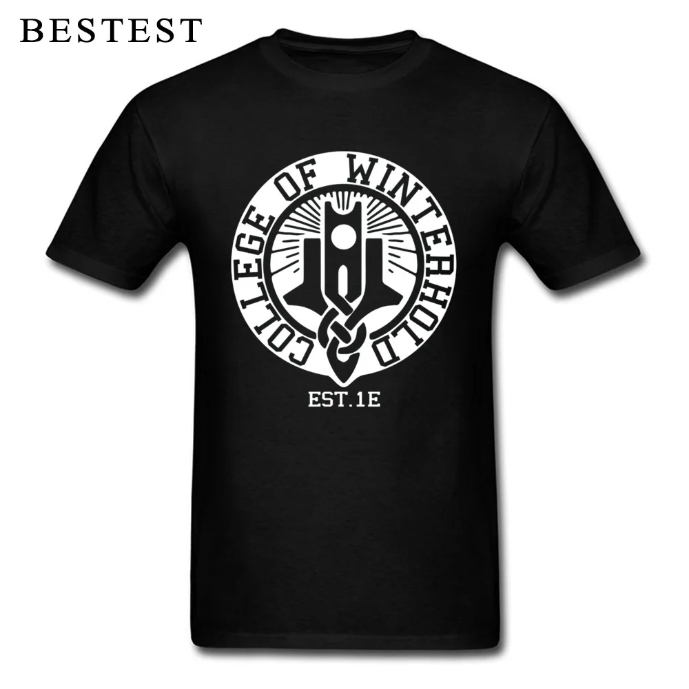 

Skyrim T Shirt Men College of Winterhold T-shirt 2019 Male Tshirt Cotton Custom Black Gamer Clothing Oversized Adult Tops Cheap