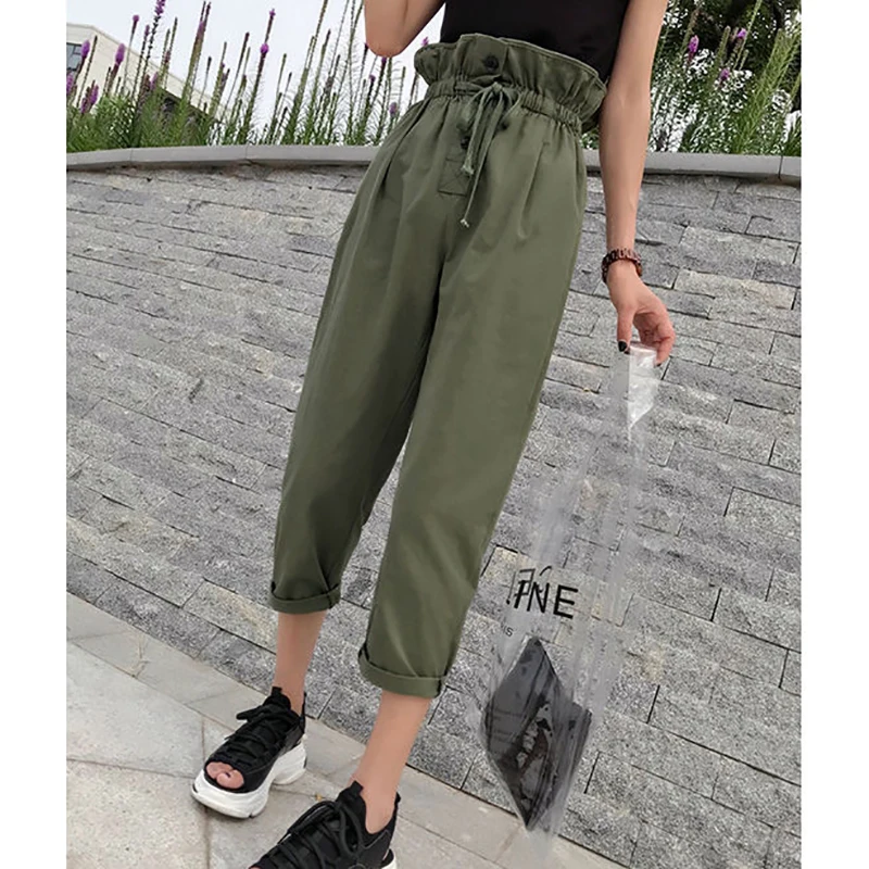 Женские брюки карго с высокой талией летние свободные уличные в японском стиле