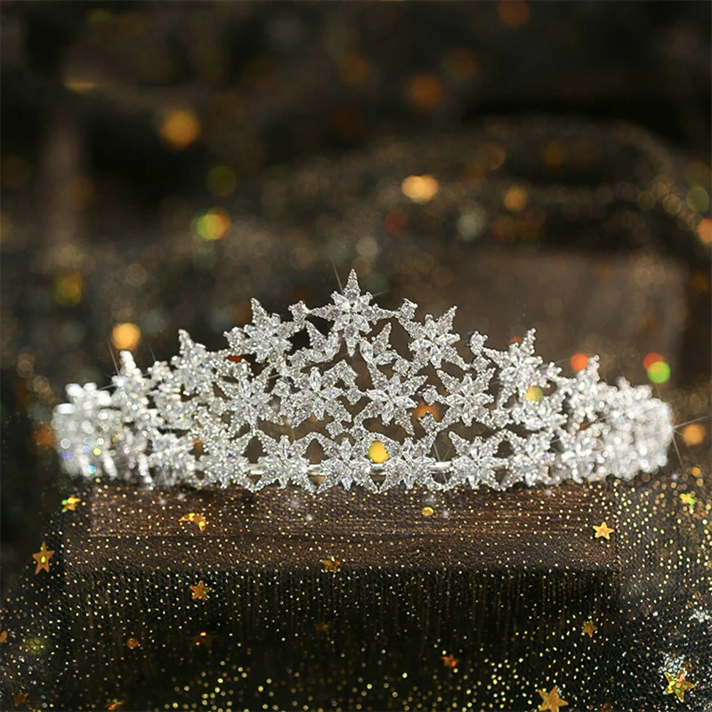 Роскошный тиара с микро покрытием полностью кубический циркониевый Звездный