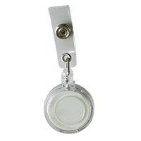 retractable ski pass id card badge holder key chain reels with clip white