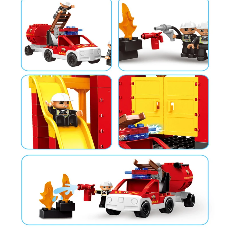 69 шт. пожарная машина пожарный DIY строительные блоки совместим с Duplo город