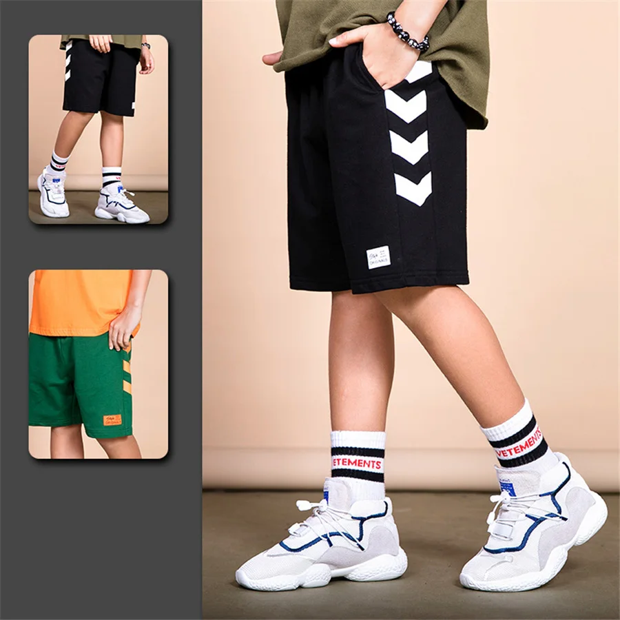 Boys pants sports summer 2019 kid clothes spor tayt leggings short black green streetwear kids boys 10 years |