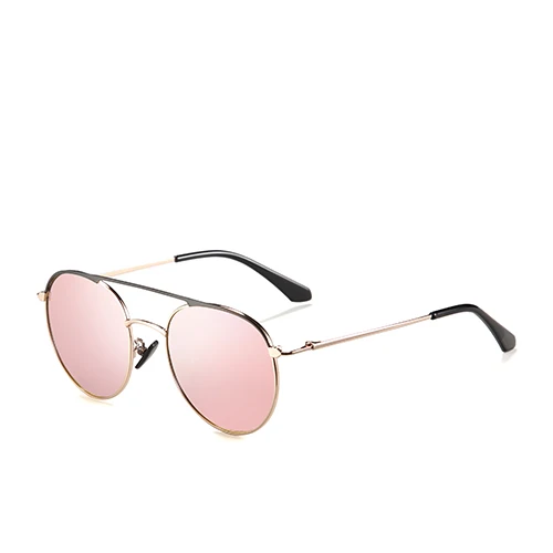 C3 Gold Pink POLARKING Марка Двойной Мост Металлический Каркас Поляризованные Мужские Зеркальные Солнцезащитные Очки Вождения Унисекс Солнцезащитные Очки cuculos Дорожные Очки - Цвет линз: C3 Gold Pink