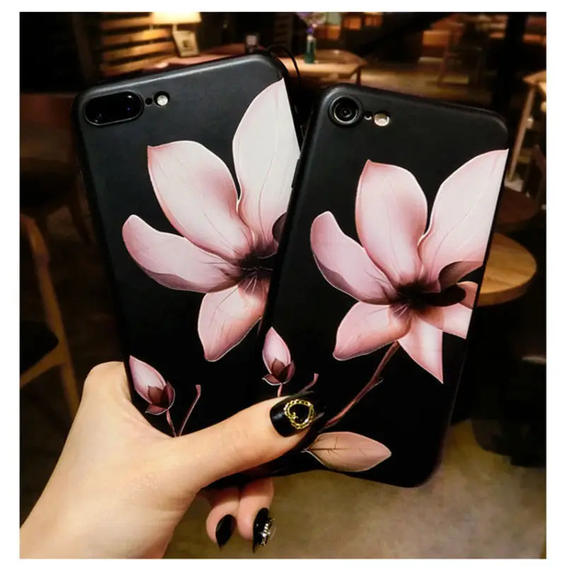 Ультратонкий чехол с цветком лотоса для iPhone 7 8 Plus X XS 3D мультяшный силиконовый 6 S