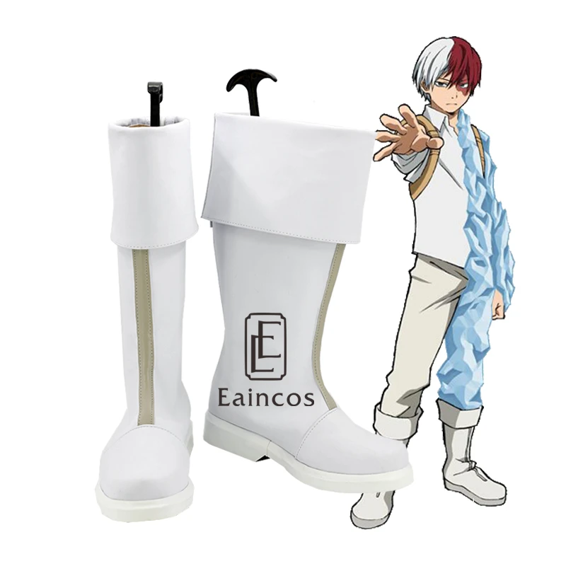 Anime My Hero Academia Todoroki Shoto Cosplay Party Shoes White Boots Customized Size | Тематическая одежда и униформа