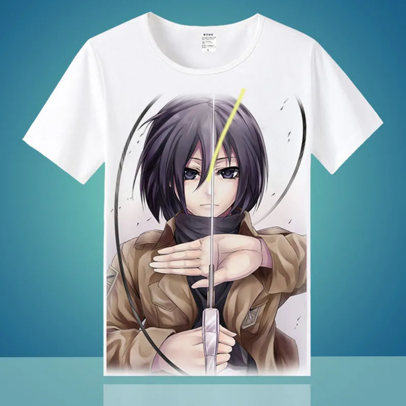 CostumeBuy футболка «атака на Титанов» Shingeki No Kyojin Mikasa Levi, маскарадные футболки, костюмы для мужчин и женщин, футболки с коротким рукавом, топы - Цвет: 4