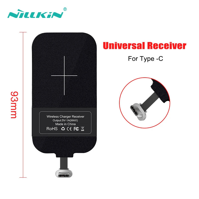 For Type C (93mm) NILLKIN Qi Беспроводное зарядное устройство приемник для iPhone 7 6 6s 5 Micro usb type C беспроводной зарядный разъем для samsung Xiaomi huawei - Тип штекера: For Type C (93mm)