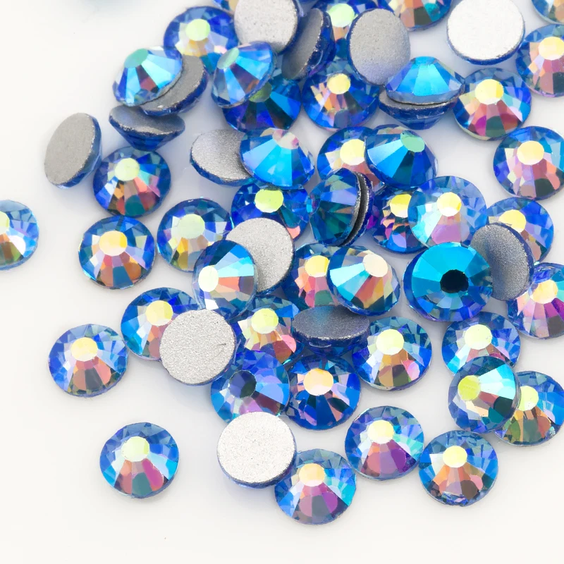 QIAO-Cristal AB azul claro SS16 SS20 para decoración de ropa, diamantes de imitación para decoración de uñas, sin fijación en caliente