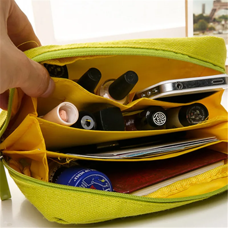 Повседневная холщовая дорожная косметичка многофункциональная сумка на молнии