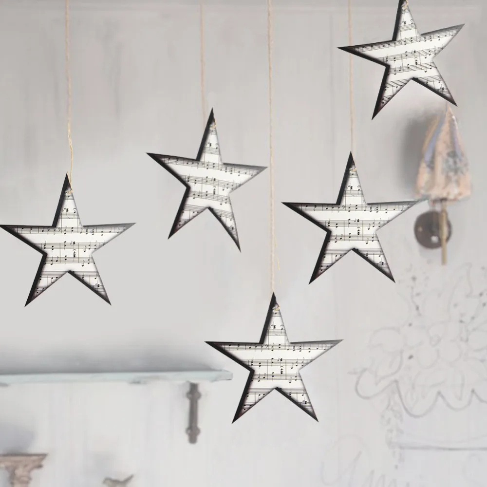 Бумажная музыкальная звезда украшения гирлянда Рождественская елка для дома