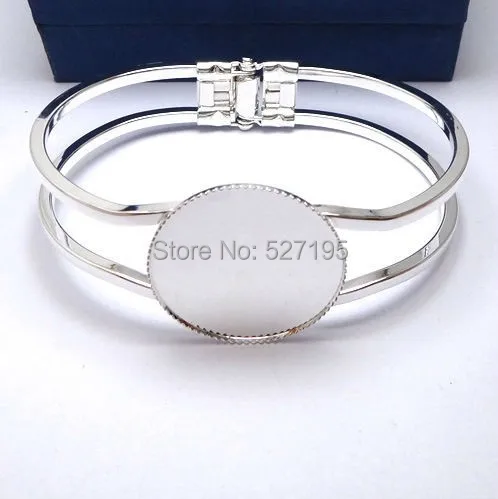 Бесплатная доставка посеребренные браслеты манжеты с кабошоном 30 мм пустая