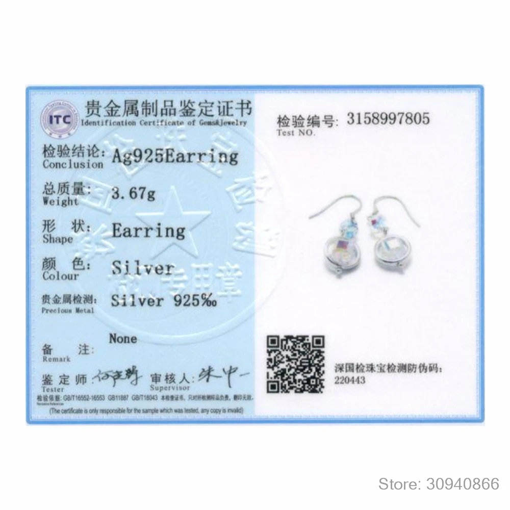 LEKANI Crystal 925 Sterling Silver Drop Earring Square Cube Dangle Fine Jewelry Gift Lady Brincos | Украшения и аксессуары