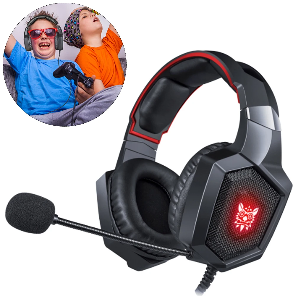Проводная игровая гарнитура PC для PS4 со светлым микрофоном стерео наушники