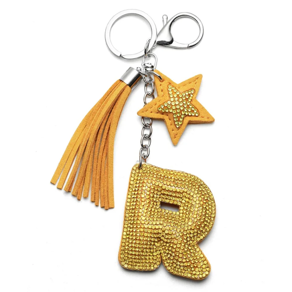 Серебряная цепь Bling Кристалл бисер кисточка брелок porte clef сумка буквы амулеты брелок сердце цветок сумка автомобильный брелок держатель