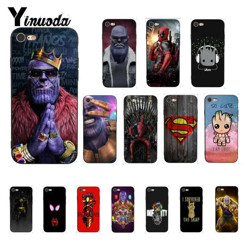 Чехол для телефона Yinuoda Marvel DC Deadpool Iron Man Spider-Man Thanos iPhone 8 7 6 6S 6Plus X XS MAX 5 5S SE XR 10 11 pro max |
