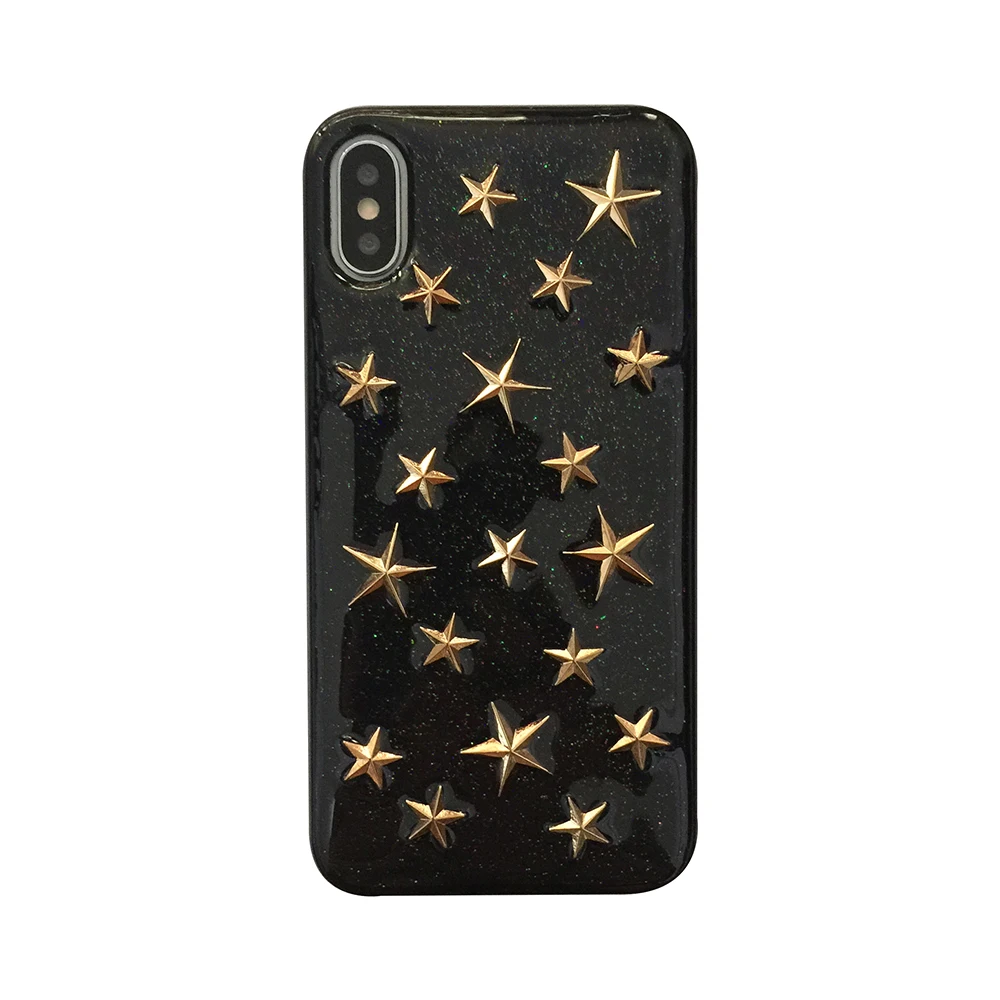 Dawer Me Новая мода 3D металлический пентаграмма шипы заклепки звезды блеск мягкий ТПУ чехол для телефона Iphone X 8 7 6 6 S Plus