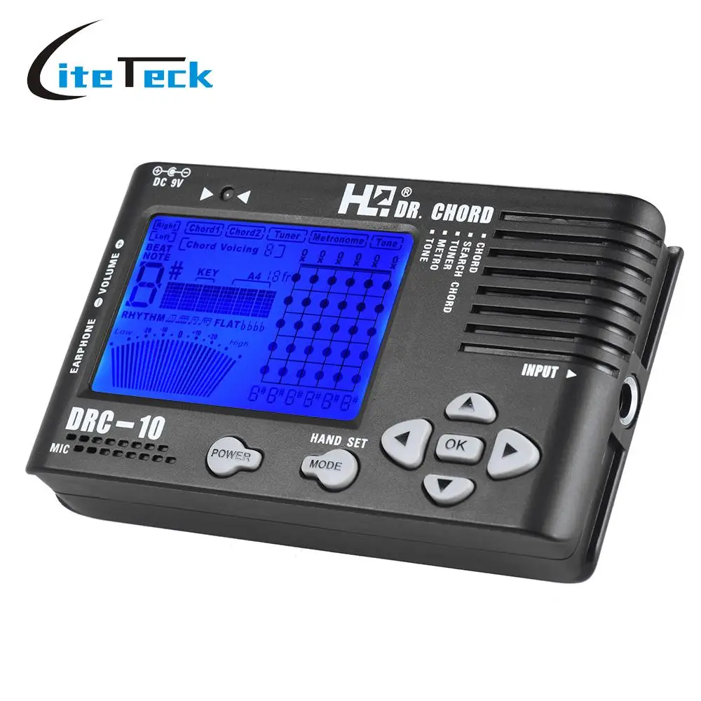 4 в 1 электронный цифровой гитарный тюнер хроматический метроном тональный