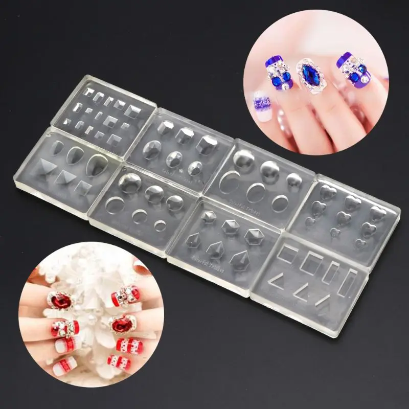

3D Stereo Crystal Gemstone Carving Mold Nail Art Mould Template Silicone Mold