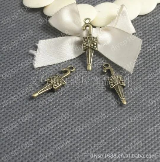 

100 шт./лот бусины из цинкового сплава с античным бронзовым покрытием Подвески подходят для ювелирных изделий 27*8 мм в форме зонтика jja195