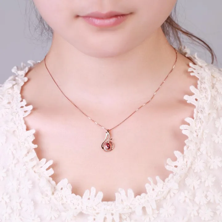 Подвеска бренда ZOCAI Phoenix 0 02 карата Rubellite из настоящего золота 18 карат подлинный 925