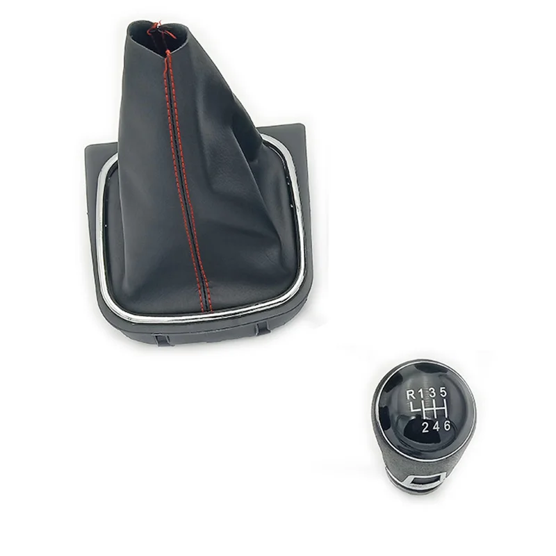 Автомобильный Ручной 5/6 Скоростной рычаг переключения передач с черной крышкой багажника Gaitor воротник для VW Jetta 5 6 GOLF 6 VI MK5 MK6 - Название цвета: 6 red line A pair