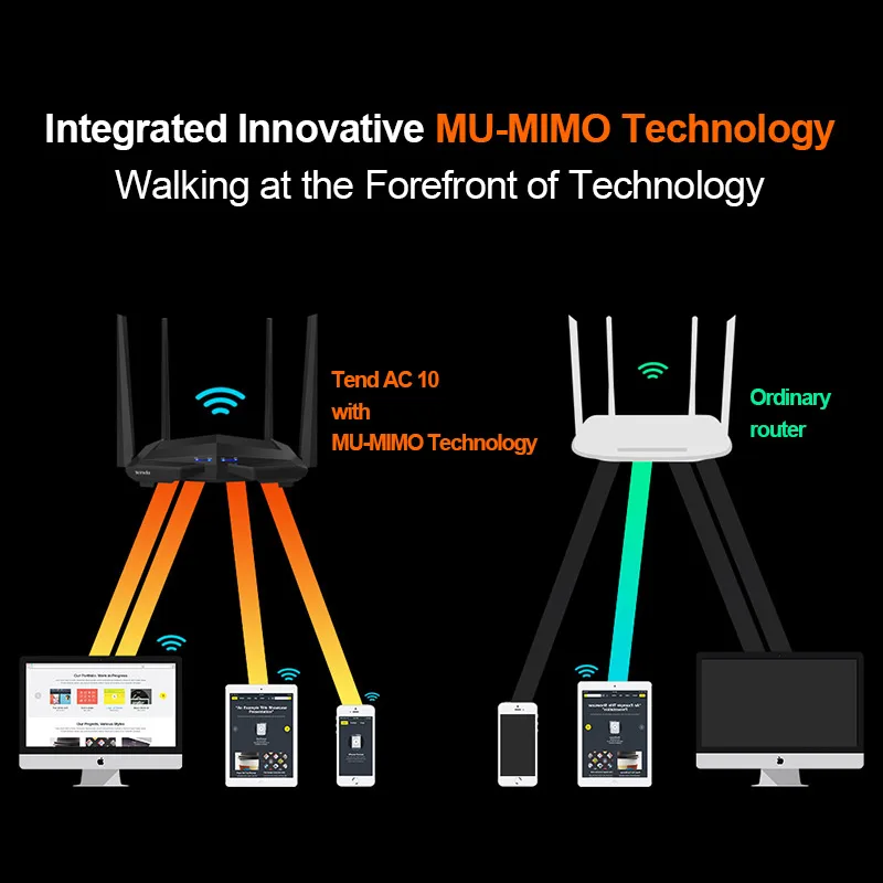 Tenda AC10 1200 Мбит/с беспроводной Wi-Fi маршрутизатор двухдиапазонный 2,4G/5G 1 WAN+ 3 LAN гигабитный порт 802.11AC 1 ГГц процессор 128 DDR3 умное управление приложением