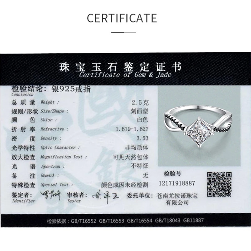 Женское кольцо из серебра 2020 пробы с квадратным камнем|Кольца| |