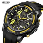 Часы наручные Megir Мужские кварцевые, спортивные брендовые Роскошные армейские с хронографом в стиле милитари, желтые, 2097
