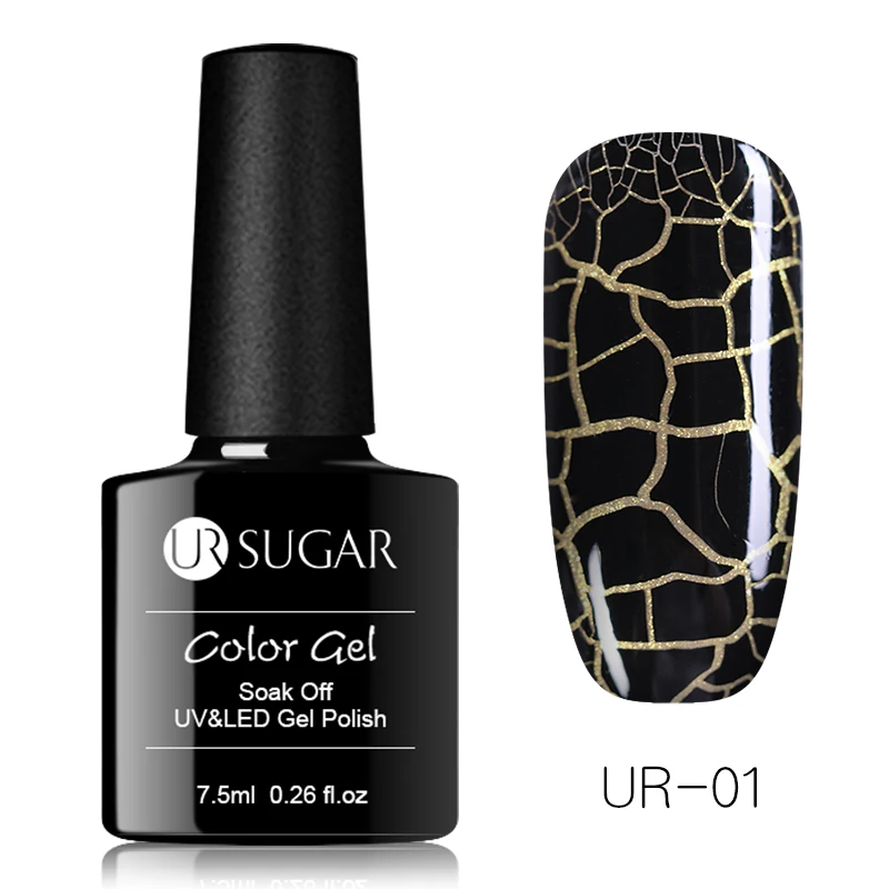 Black Ur Sugar Crackle УФ-Гель-лак светящийся Гель-лак замачиваемый УФ-Гель-лак 7,5 мл УФ-светодиодный Гель-лак для маникюра DIY - Цвет: Black
