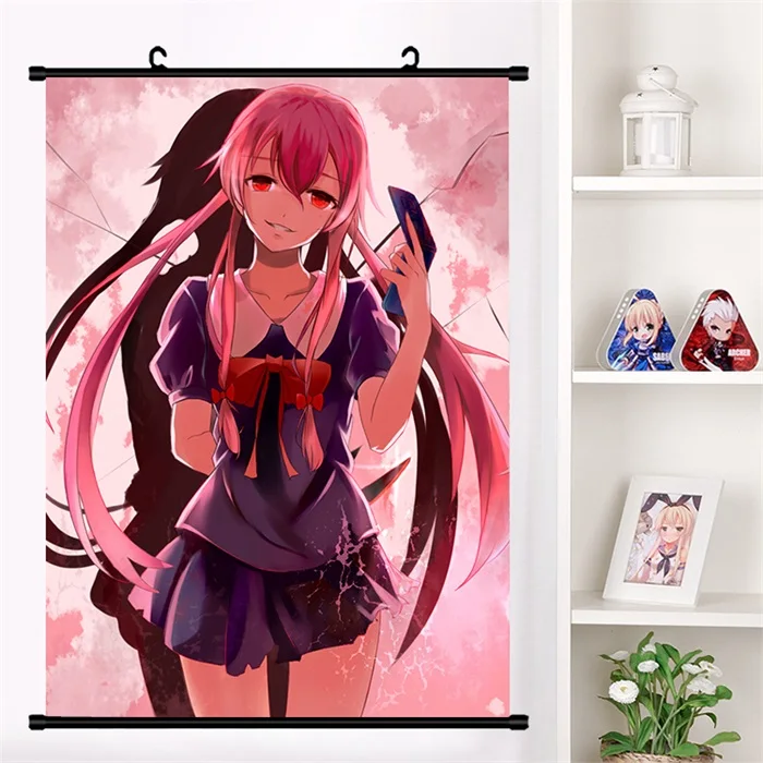 B Японское аниме Mirai Nikki Amano Yukiteru Gasai Yuno Настенная роспись плакат Настенные подвесные плакаты коллекция домашнего декора - Цвет: B