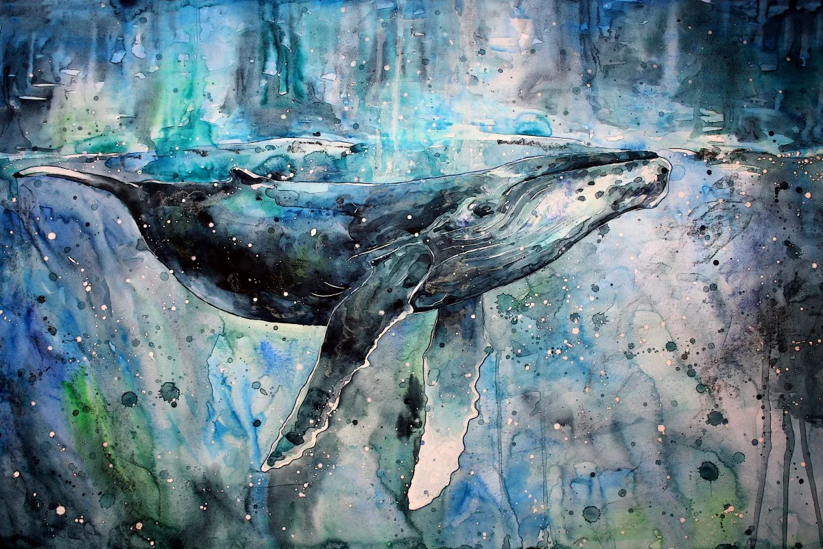 

whale watercolor artwork PDW13 wall decor canvas fabric poster custom print (frame available) for room decor home decoration