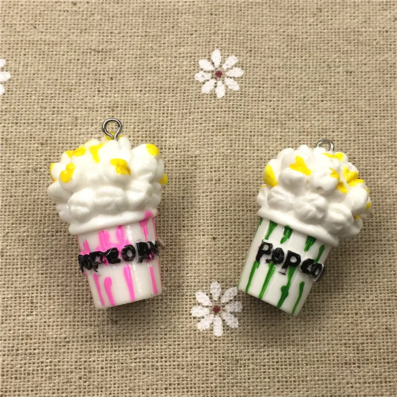 Let start!set 10 шт. попкорн из 3D смолы. Смешанные цвета. Бумажные стаканчики кабошон для