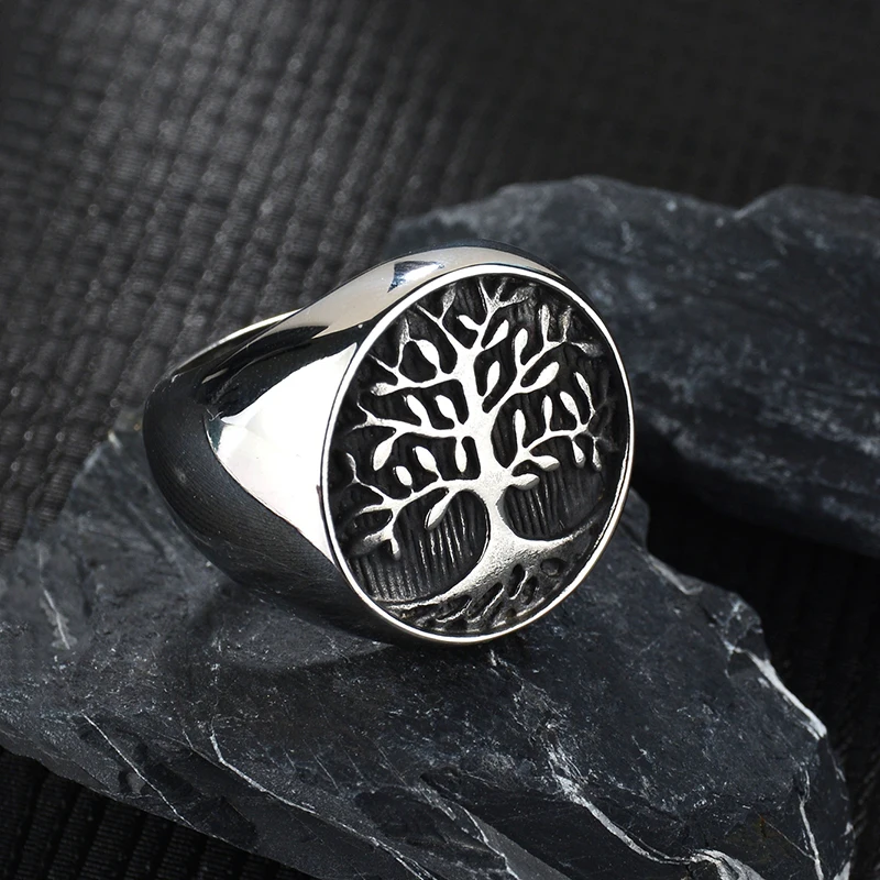 Новинка 2017 года 316L Древо жизни Нержавеющая сталь панк Для мужчин кольца Байкер