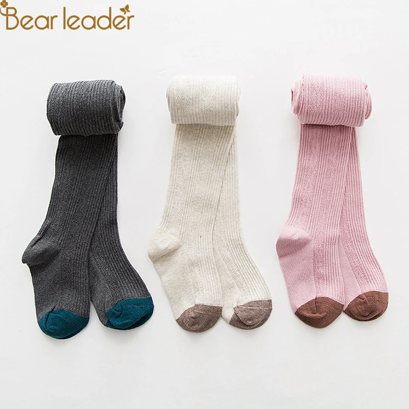 Bear Leader/Детские леггинсы на весну-осень; однотонные теплые колготки для маленьких девочек; модные чулки; леггинсы для малышей