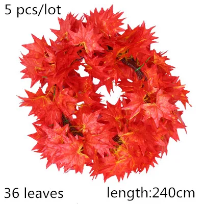 Maple leaf Несколько стилей, искусственные растения из шелка/латекса, листья винограда, подвесные гирлянды, искусственный цветок для украшения дома, свадьбы - Цвет: Maple leaf