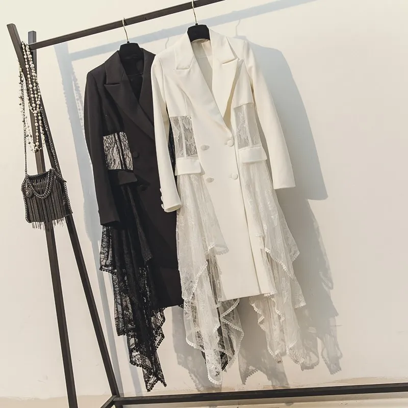 Женский блейзер с длинным рукавом двубортный Блейзер однотонный Асимметричный