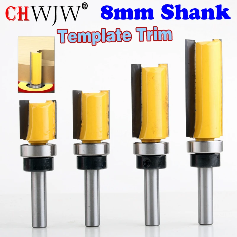 

1PC 8mm Shank Template Trim Hinge Mortising Router Bit Straight end mill trimmer cleaning flush trim Tenon Cutter forWoodworking