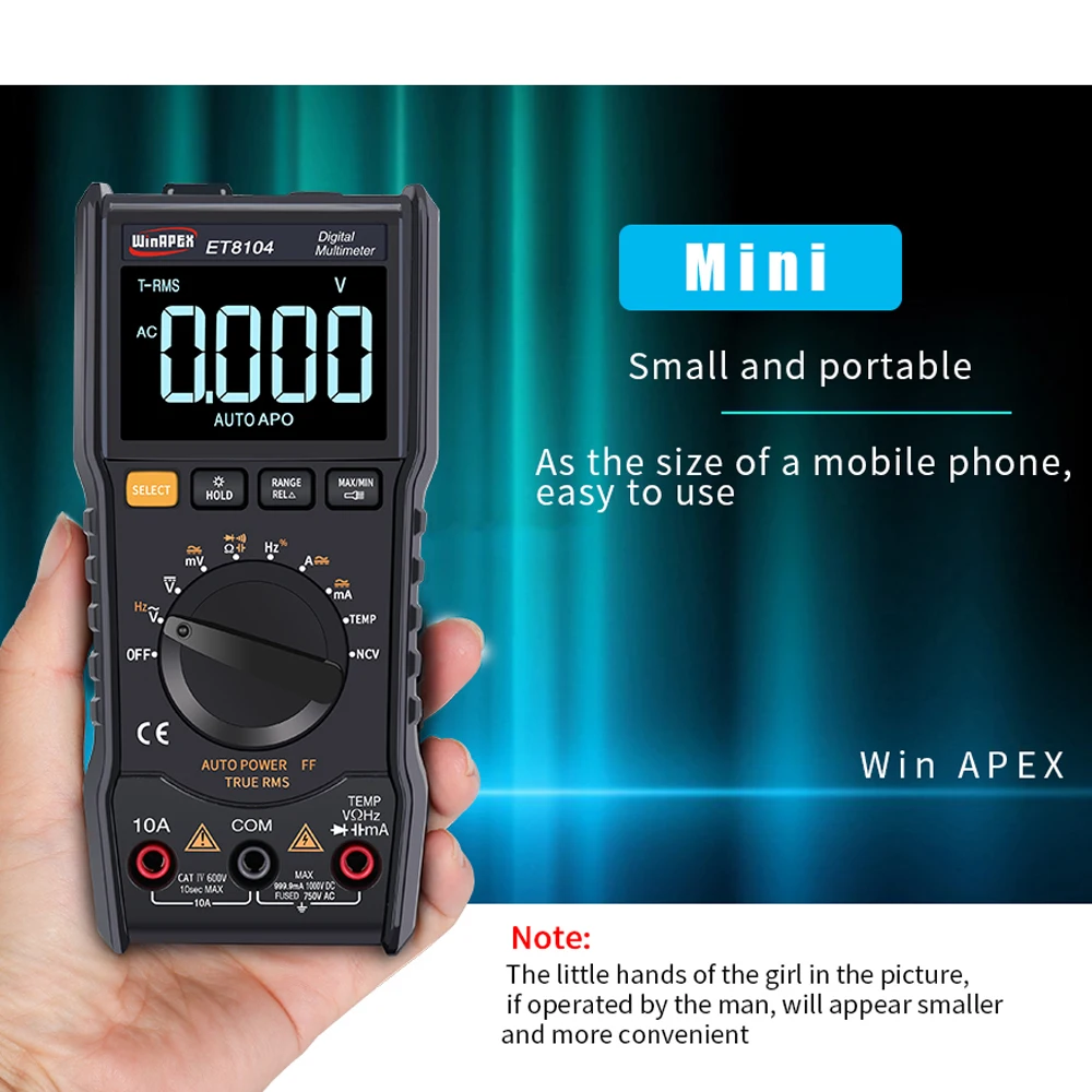 Цифровой мультиметр WinAPEX ET8104 портативный автомобильный измеритель напряжения и