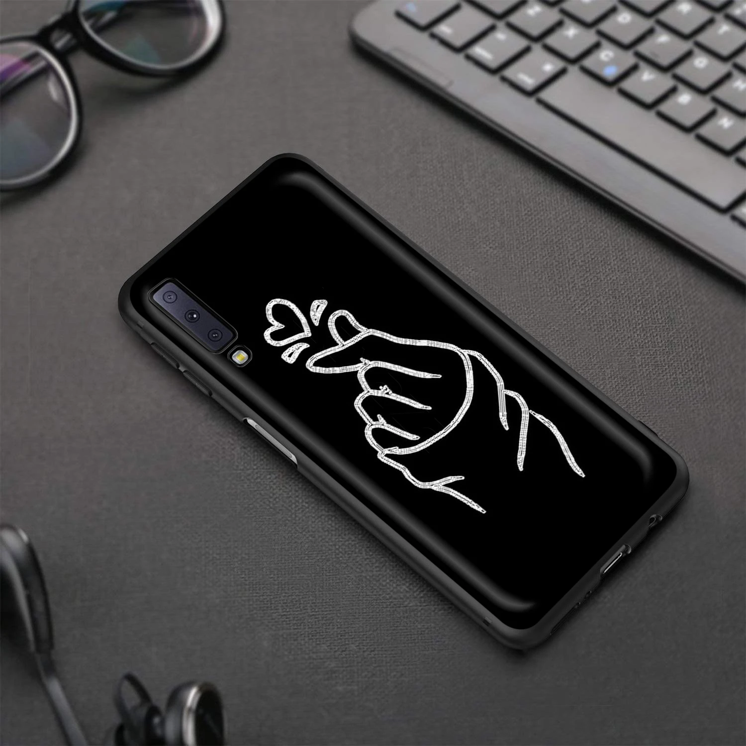 Kpop Сердце Любовь палец чехол для Samsung Galaxy J6 A9 A8 A7 A70 A6 A5 A50 A40 A30 A3 A10 A51 A71 A81 A91